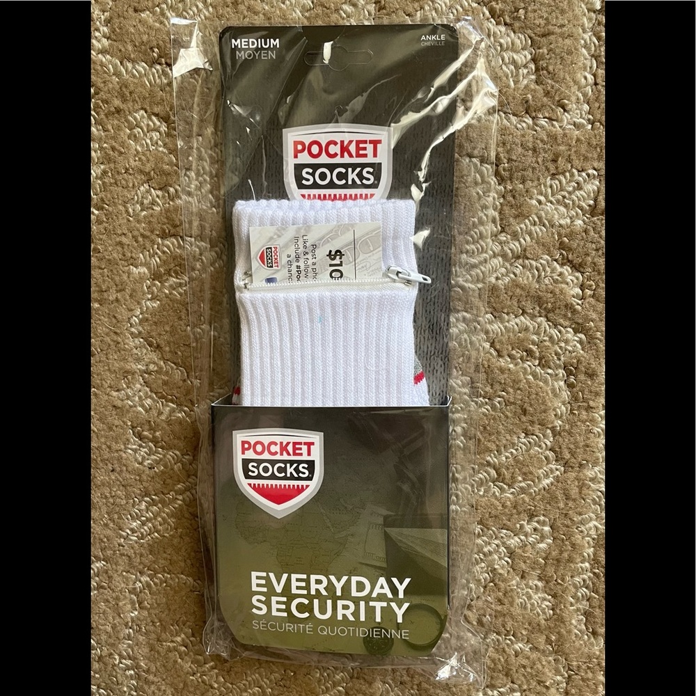 Pocket Socks RFD security socks. Lg white